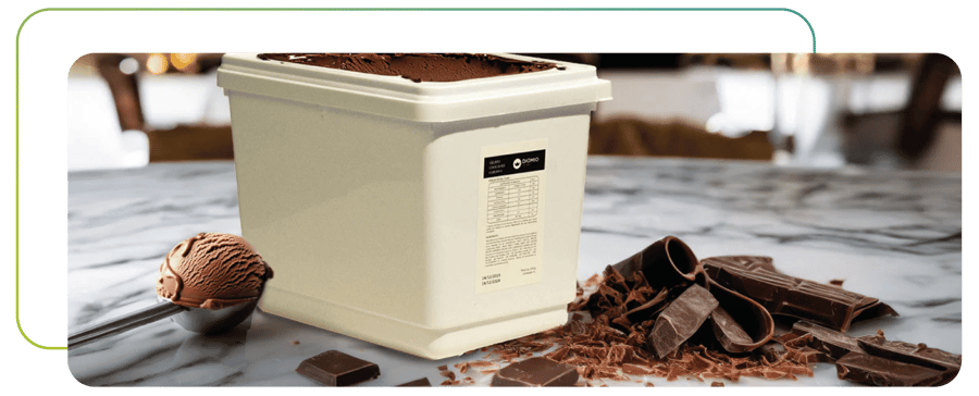 Rótulo de produto Dio Mio Gelato com dados de lote e validade controlados via Moki Rótulo de produto Dio Mio Gelato com dados de lote e validade controlados via Moki