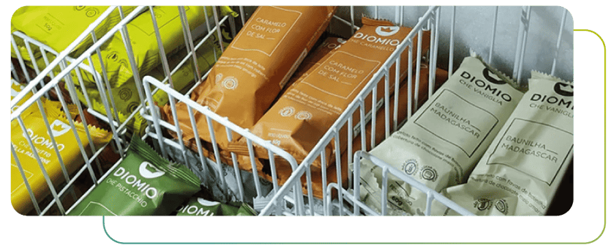 Gelatos veganos e sem glúten da Dio Mio com controle de qualidade digital feito com Moki Gelatos veganos e sem glúten da Dio Mio com controle de qualidade digital feito com Moki