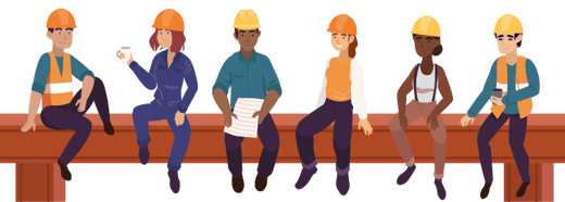 ilustração de trabalhadores de uma obra